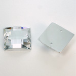 Plastic Flat Back 2-Hole Foiled Sew-On Stone - Square 20MM CRYSTAL