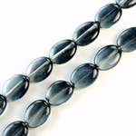 Czech Pressed Glass Bead - Flat Oval 12x9MM GREY-CRYSTAL 69011