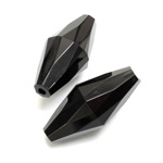 Plastic Bead - Opaque Faceted Elongated Bicone 30x14MM JET