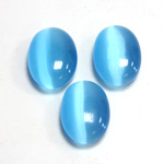 Fiber-Optic Flat Back Cabochon - Oval 18x13MM CAT'S EYE AQUA