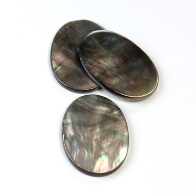 Shell Flat Back Flat Top Straight Side Stone - Oval 25x18MM BLACK TAHITI