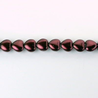 Czech Glass Pearl Bead - Heart 06x6MM GARNET 70499