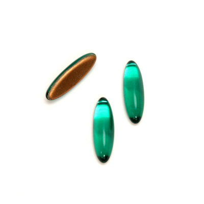 Glass Medium Dome Foiled Cabochon - Oval 16x5MM EMERALD