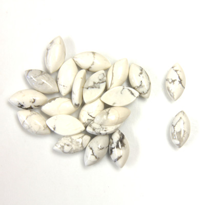 Gemstone Cabochon - Navette 08x4MM WHITE HOWLITE