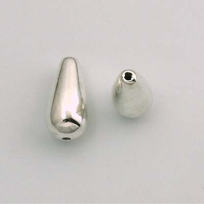 Metalized Plastic Smooth Bead - Pear 16x8MM SILVER