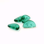 Czech Pressed Glass Bead - Half-Circle Rondelle 13x6MM EMERALD