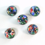 Glass Medium Dome Lampwork Cabochon - Round 11MM BLACK MULTI OPAL (04460)