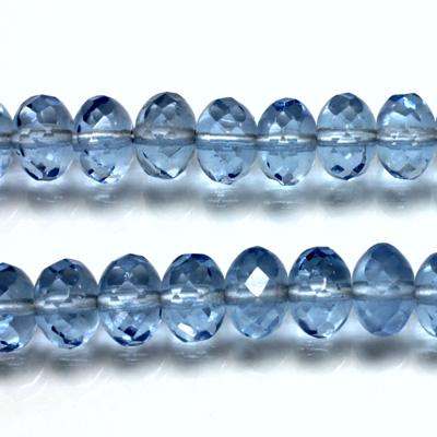 Czech Glass Fire Polish Bead - Rondelle Donut 09x6MM LIGHT SAPPHIRE
