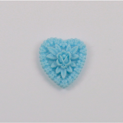 Plastic Carved Flower - Cluster Heart 18x16MM TURQUOISE