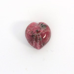 Gemstone Flat Back Carved Scarab - Heart 15x14MM RHODONITE