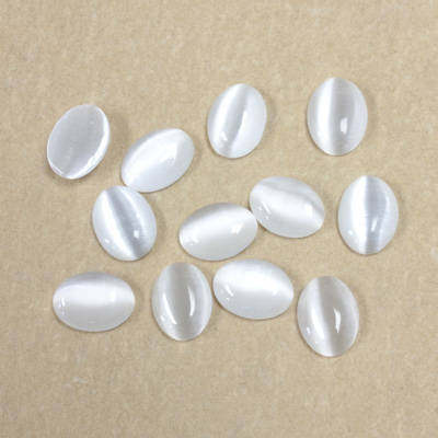 Fiber-Optic Cabochon - Oval 07.5X5.5MM CAT'S EYE WHITE