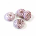 Czech Pressed Glass Bead - Round Rondelle Pony 06x11MM AGATE PINK COAT