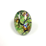 Glass Medium Dome Lampwork Cabochon - Oval 25x18MM COLOR OPAL LIGHT GREEN (0625)