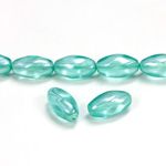 Czech Pressed Glass Bead - Oval Twisted 12x7MM PEARL AQUA ON CRYSTAL