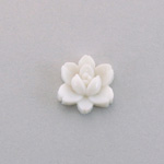 Plastic Carved No-Hole Flower - Rose 14MM WHITE