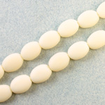 Czech Pressed Glass Bead - Flat Oval 12x9MM MATTE IVORY