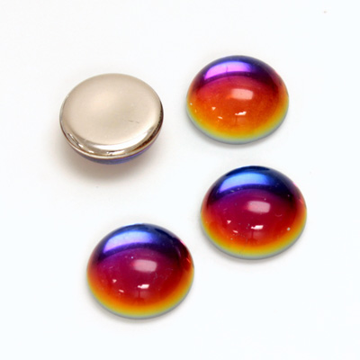 Glass Medium Dome Foiled Cabochon - Round 13MM Coated VULCANO