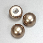 Glass High Dome Cabochon Pearl Dipped - Round 18MM LT BROWN