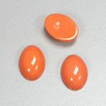 Plastic Flat Back Opaque Cabochon - Oval 18x13MM BRIGHT TANGERINE