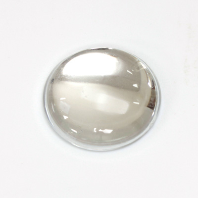 Plastic Flat Back Foiled Cabochon - Round 25MM CRYSTAL