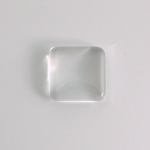 German Glass Low Dome Cabochon Square 18x18MM CRYSTAL