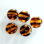 Czech Pressed Glass Bead - Lentil Round 15MM TORTOISE