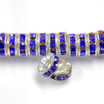 Czech Rhinestone Rondelle - Round Wavy 06MM SAPPHIRE-SILVER