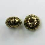 Metalized Plastic Engraved Bead - Round 13x8MM ANT Brass