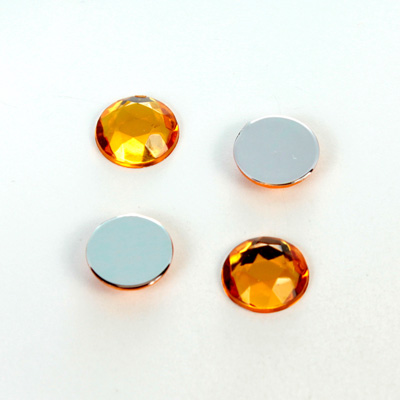 Plastic Flat Back Foiled Rose Cut Rhinestone - Round 11MM TOPAZ