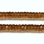 Czech Glass Fire Polished Bead - Rondelle 06x3MM SMOKE TOPAZ
