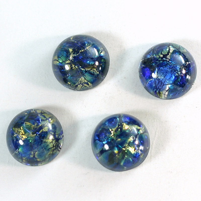 Glass Medium Dome Lampwork Cabochon - Round 13MM SEA BLUE OPAL (02208)