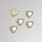 Glass Medium Dome Cabochon Pearl Dipped - Heart 10x10MM CREME
