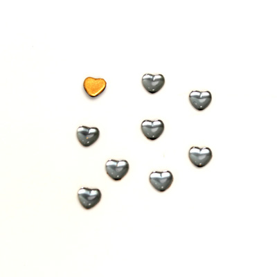 Glass Medium Dome Foiled Cabochon - Heart 04x4MM MONTANA