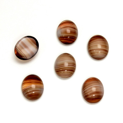 Glass Medium Dome Cabochon - Oval 10x8MM PORPHYR SMOKE TOPAZ