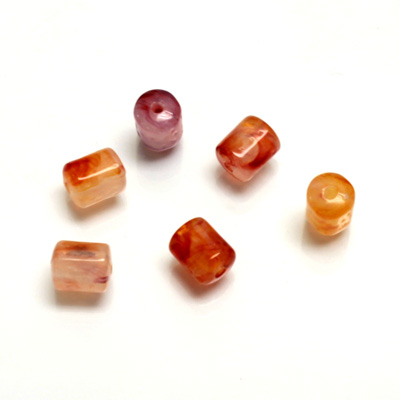 Plastic  Bead - Mixed Color Smooth Tube 07x6MM CORNELIAN AGATE