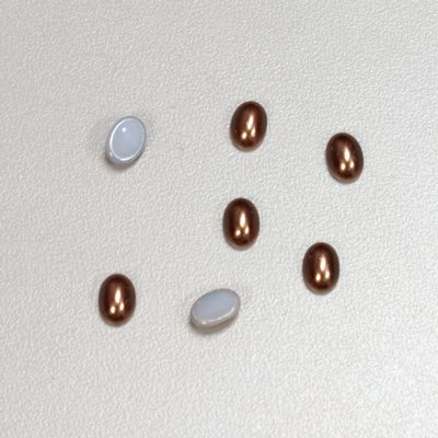 Glass Medium Dome Cabochon Pearl Spray Finish - Oval 07x5MM DARK BROWN