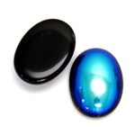 Glass Medium Dome Coated Cabochon - Oval 25x18MM JET AB