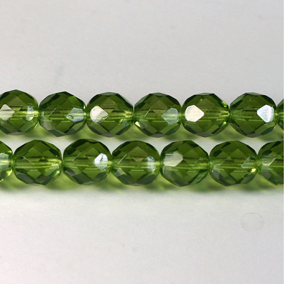 Czech Glass Fire Polish Bead - Round 08MM OLIVINE