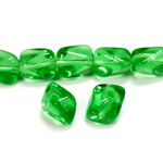 Czech Pressed Glass Bead - Baroque Twisted 11x9MM LT EMERALD