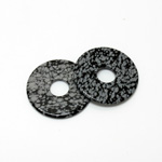 Gemstone Bead - Donut Round Smooth 35MM SNOWFLAKE OBSIDIAN