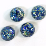 Glass Medium Dome Lampwork Cabochon - Round 15MM SEA BLUE OPAL (02208)