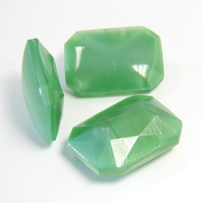 Glass Point Back Buff Top Stone Opaque Doublet - Cushion Octagon 18x13MM GREEN MOONSTONE