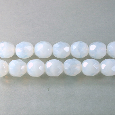 Czech Glass Fire Polish Bead - Round 08MM WHITE OPAL