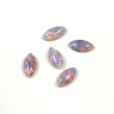 Glass Medium Dome Lampwork Cabochon - Navette 10x5MM FIRE OPAL (01003)