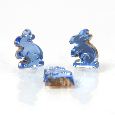 Glass Flat Back Foiled Mirror - Rabbit 10MM LT SAPPHIRE