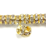 Chinese Rhinestone Rondelle - Round 06MM CRYSTAL-GOLD