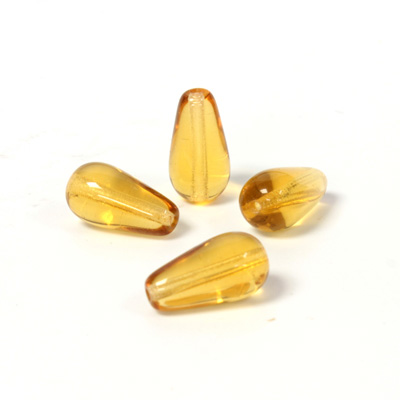 Czech Pressed Glass Bead - Smooth Pear 13x7MM TOPAZ