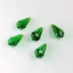 German Plastic Pendant - Transparent Faceted Drop 13x6 EMERALD