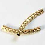 Brass Curved Bead - Fancy Tube 35x4MM RAW