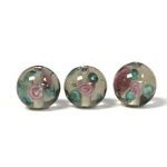 Czech Glass Lampwork Bead - Smooth Round 12MM Flower ON BLACK DIAMOND